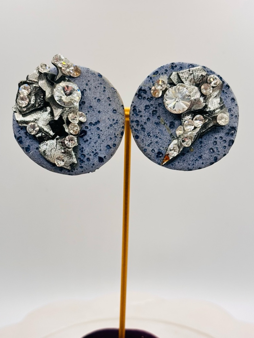 Signed Pamela Dur Celestial Statement Earrings